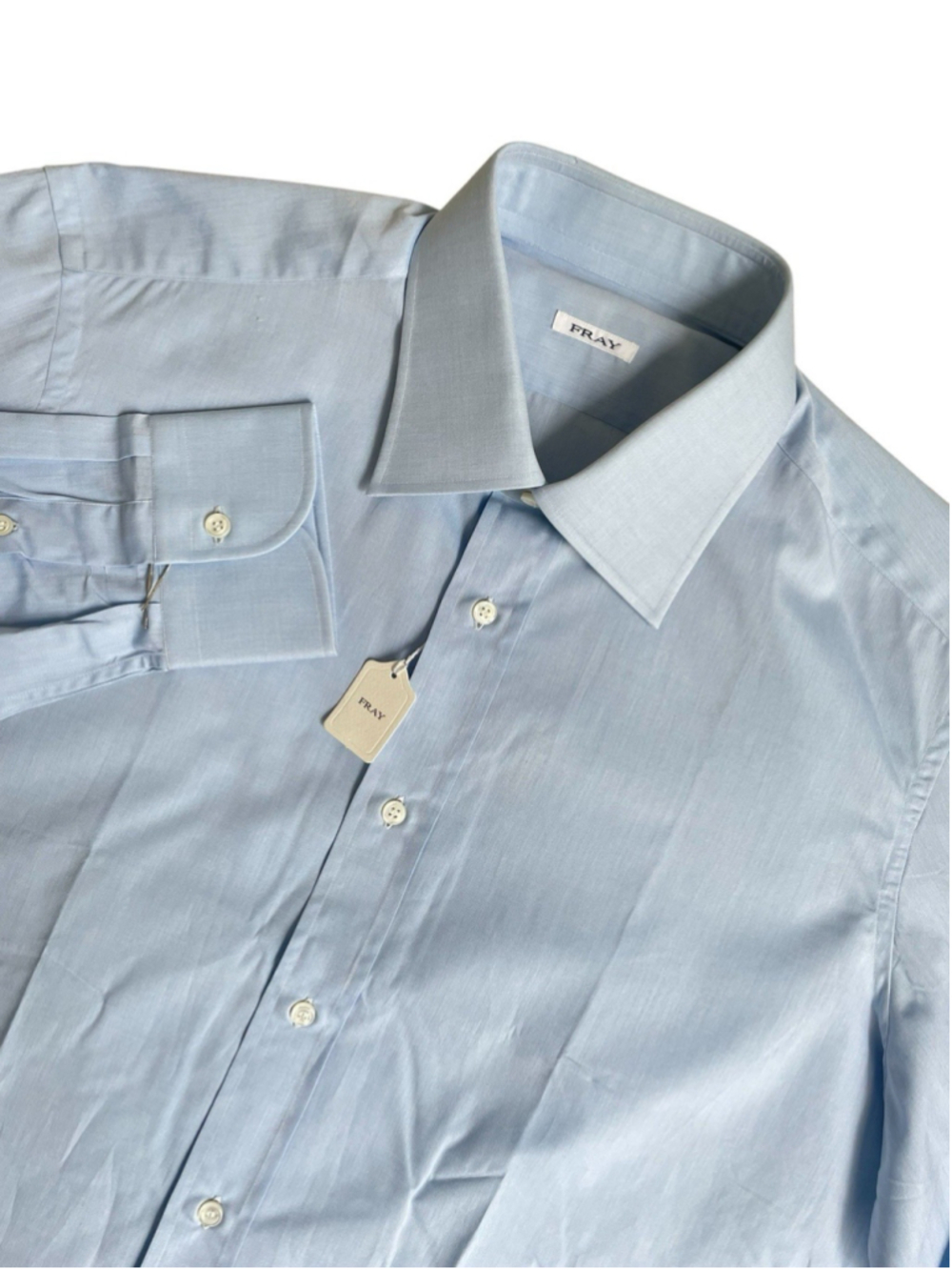 Fray Mozart Dress Shirt Men’s 42/16.5 Sky Blue Cotton Made in Italy NWT